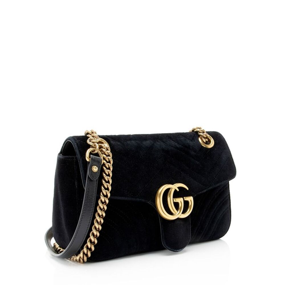 Gucci Matelasse Velvet GG Marmont Small Flap Shoulder Bag - Picture 2 of 15